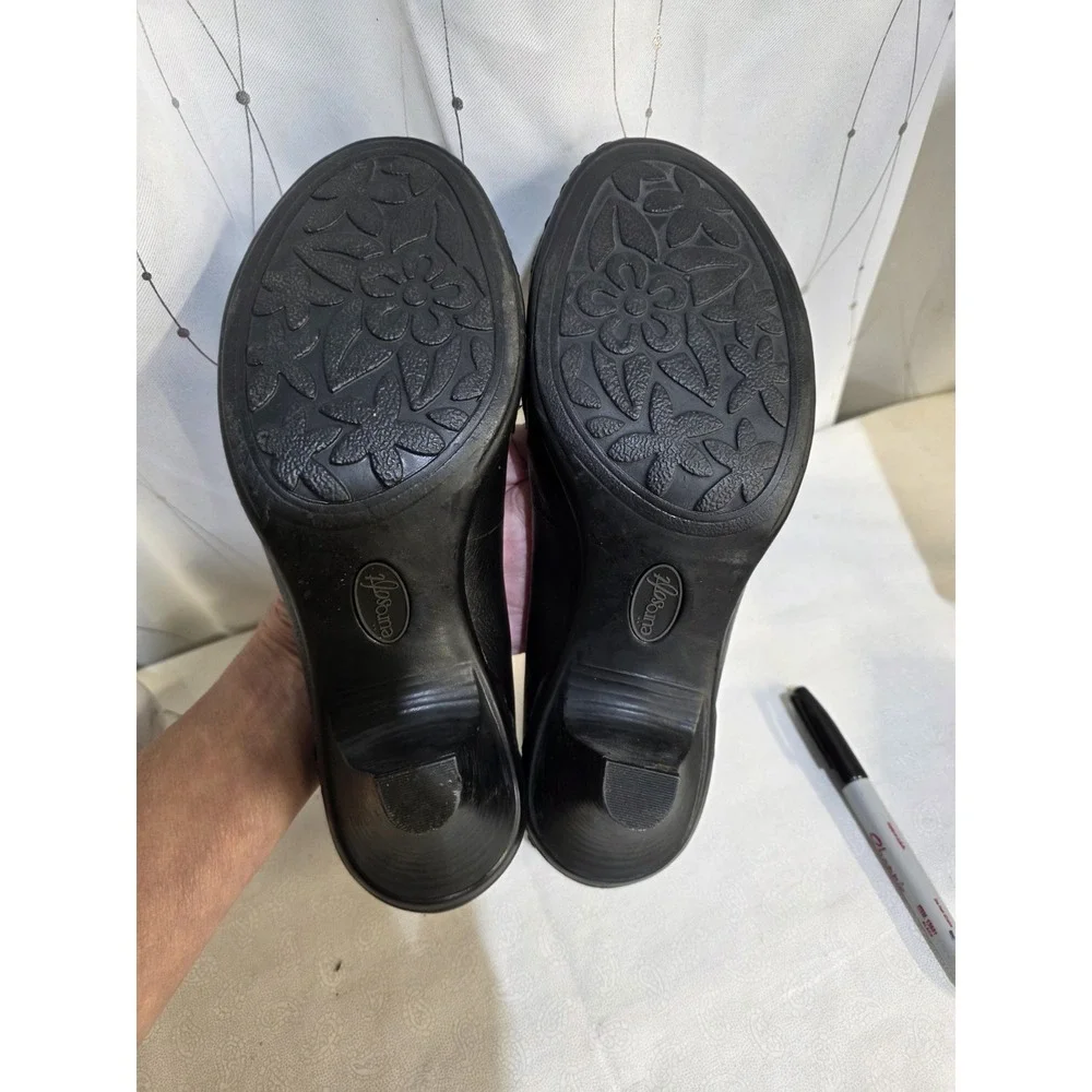 EuroSoft Shoes 9 Black Leather Coquette‎ Retro Buckle Office Classic Jackie O